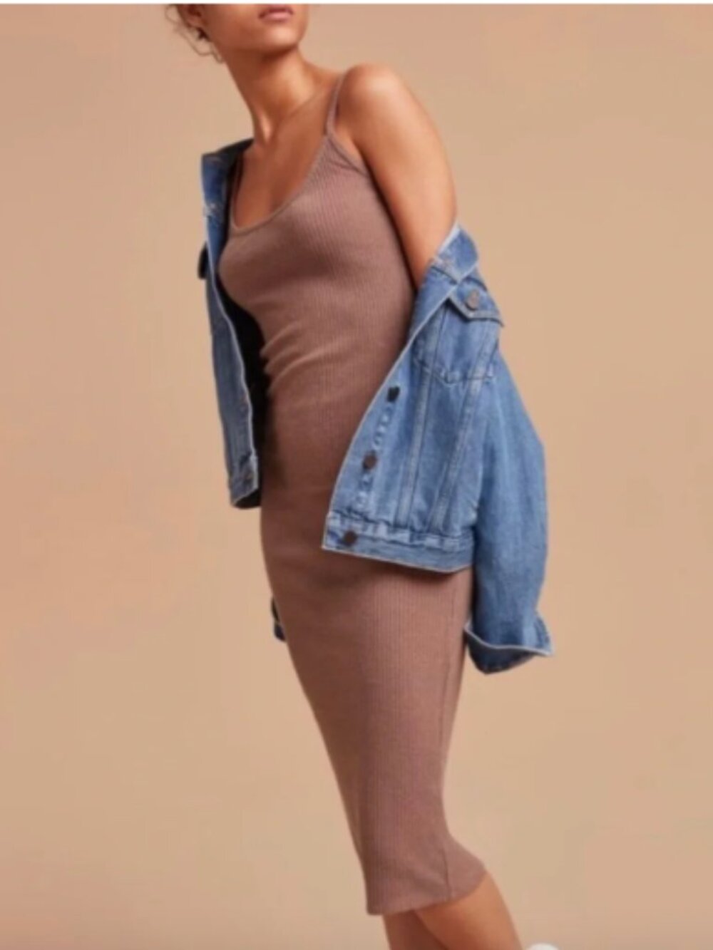 Aritzia Wilfred free ribbed knit bodycon midi dress M
